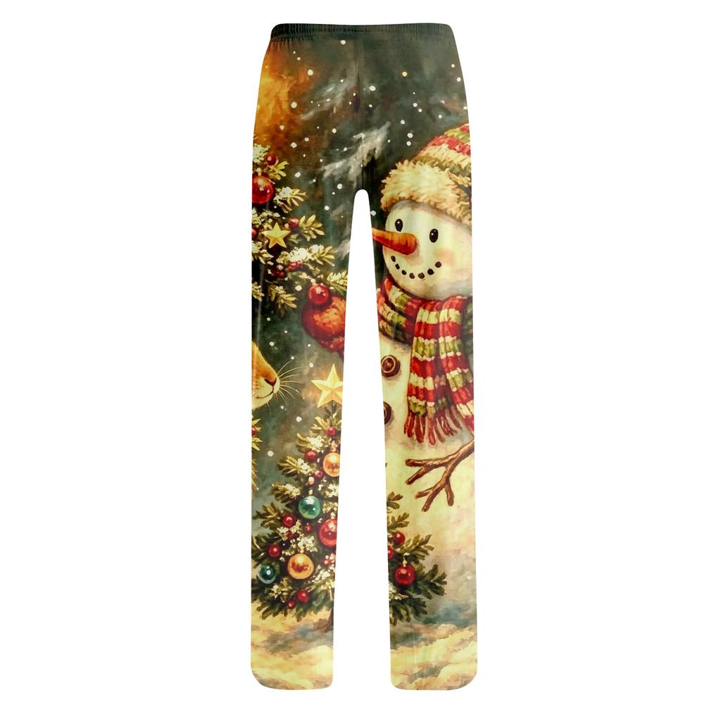 Women's Casual Pants with Christmas Print, Loose Fit, Stylish, for Holiday and Festive Occasions