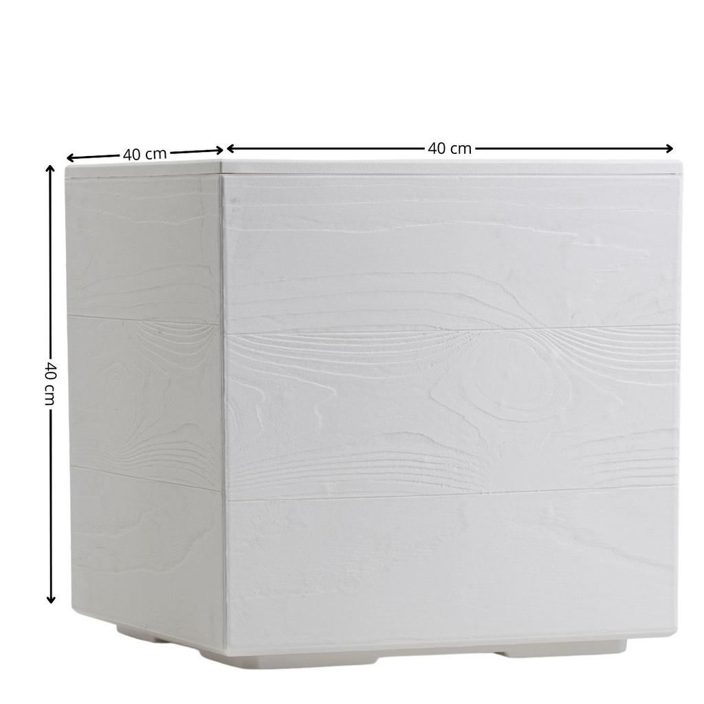 Concrete Planter On Wheels Recycled Board Cream 40X40Xh40 Cm