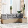 Vidaxl 5-Cz. Gartenmöbel-Set mit Kissen, Beige, Polyrattan