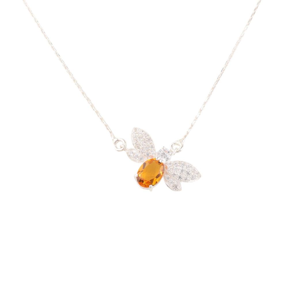 Citrine Gemstone 925 Sterling Silver Jewelry Zircon Pendant 0.50" Gift For Her CZP-12-3