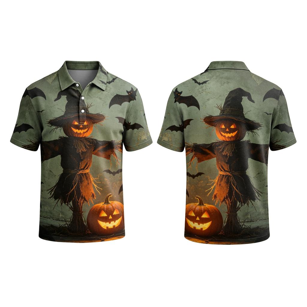 Men's Halloween Print Short Sleeve T-Shirt Stylish Casual Top