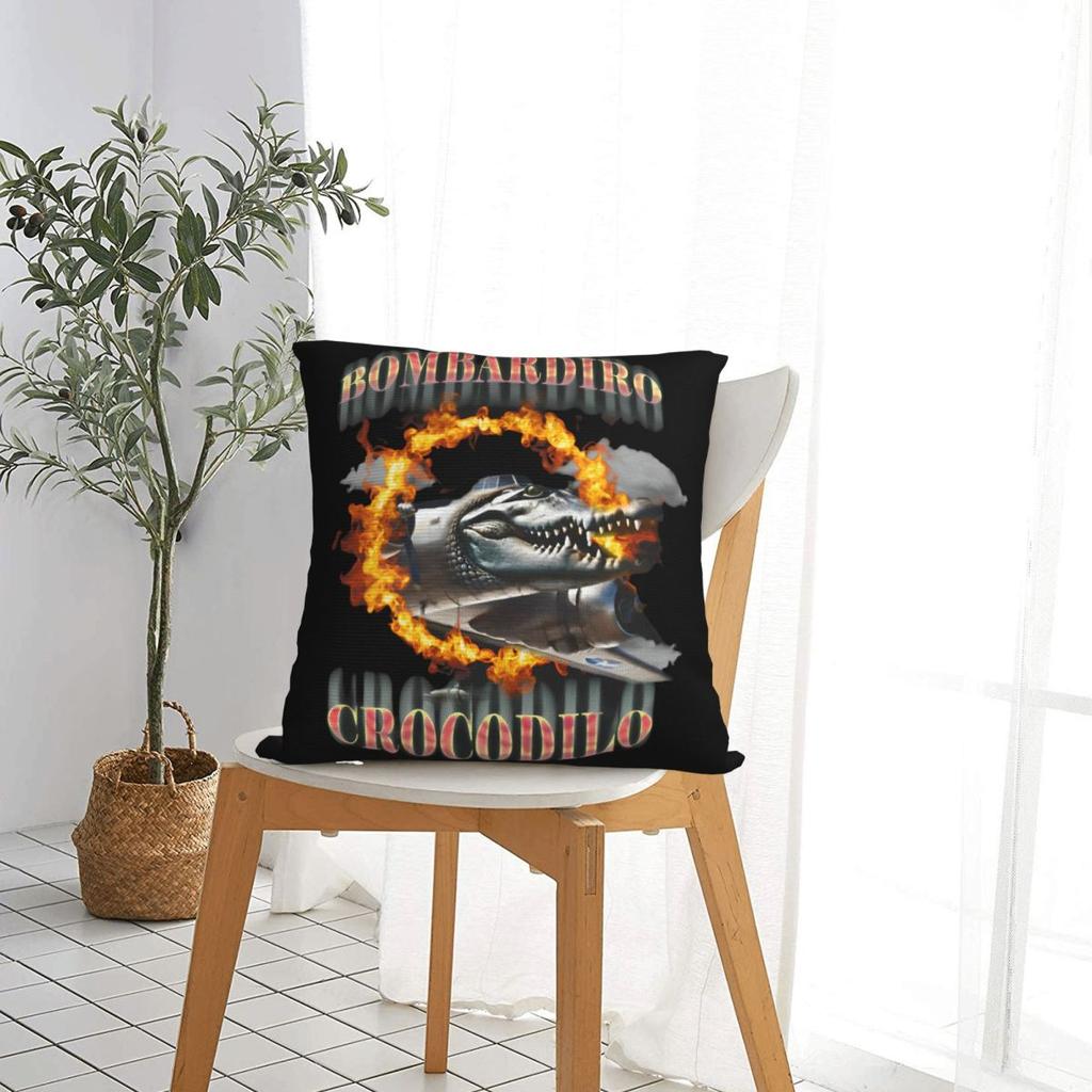 Bombardiro Crocodilo Anime Pillowcase Polyester Cushion Cover Decor Italian Meme Brainrot Pillow Case Cover Home