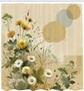 Floral Eucalyptus Shower Curtain, Pastel Abloom Of Cherished Meadow Daisies Boho Geometric, Cloth Fabric Bathroom Deco