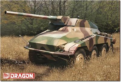 Platz Dragon WWII German Heavy Armored Vehicle with Aluminum 2 Types of Metal Vehicle Width Pole Plastic Model DR6814T 1/35 8-wheeled Sd.Kfz.234/4