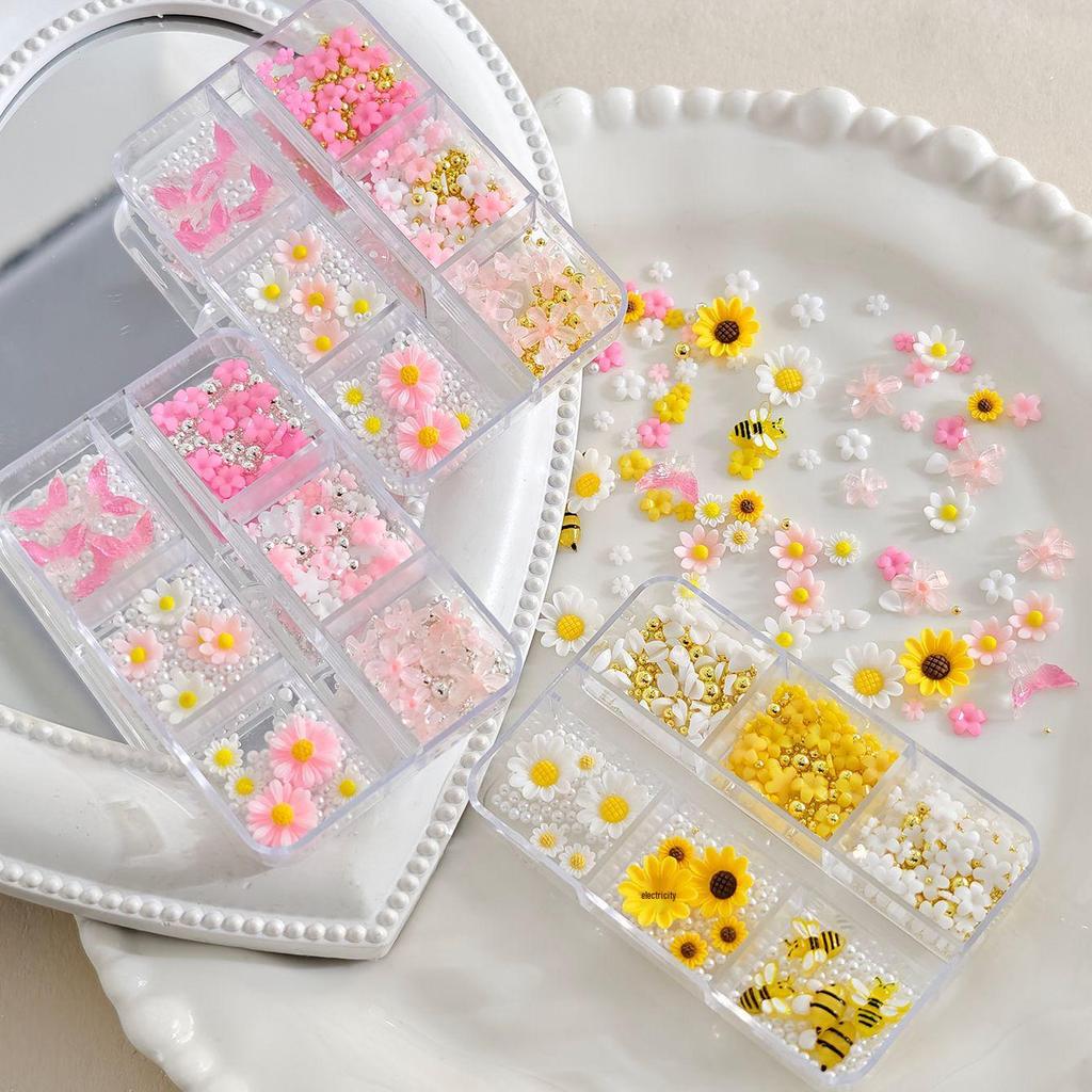 Nail Art Resin Charms Set - Daisy & Bee 3D Decorative Accessories