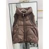 Women's Winter Plus Size Thickened Down Jacket Waistcoat Zip Models Sleeveless Loose Hooded Solid Colour Vest Coat