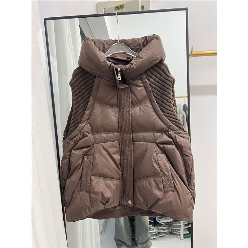 Women's Winter Plus Size Thickened Down Jacket Waistcoat Zip Models Sleeveless Loose Hooded Solid Colour Vest Coat