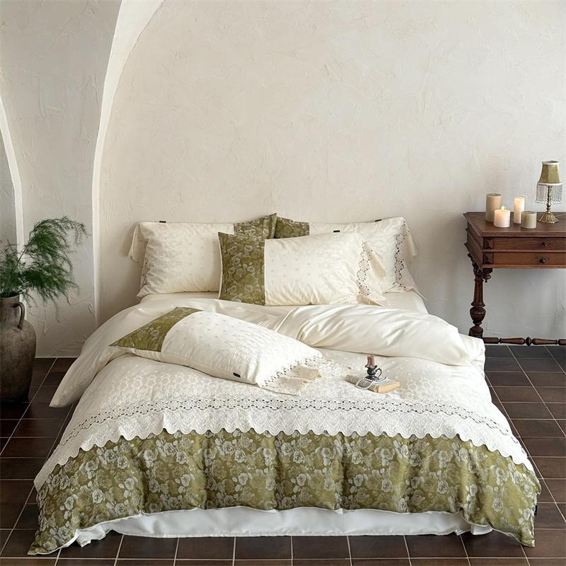 Svetanya 100s Egyptian Cotton Bedding Set Girls Bed Linens Sheet Pillowcase Duvet Cover Set Underwear Flat Sheet Style&Queen