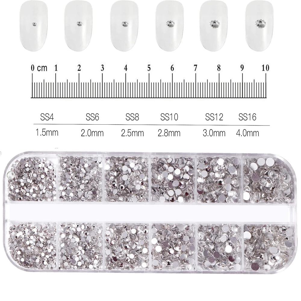 180pcs AB Flatback Glass Nail Art Rhinestones Multi-shape Mixed Diamond Gems Blue Purple Crystal Stones For DIY Nail Decoration