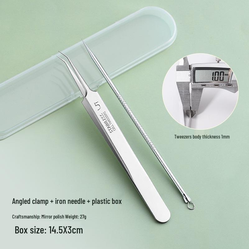 Stainless Steel Blackhead Remover Tool Set: Clips and Needles for Acne and Pimple Care