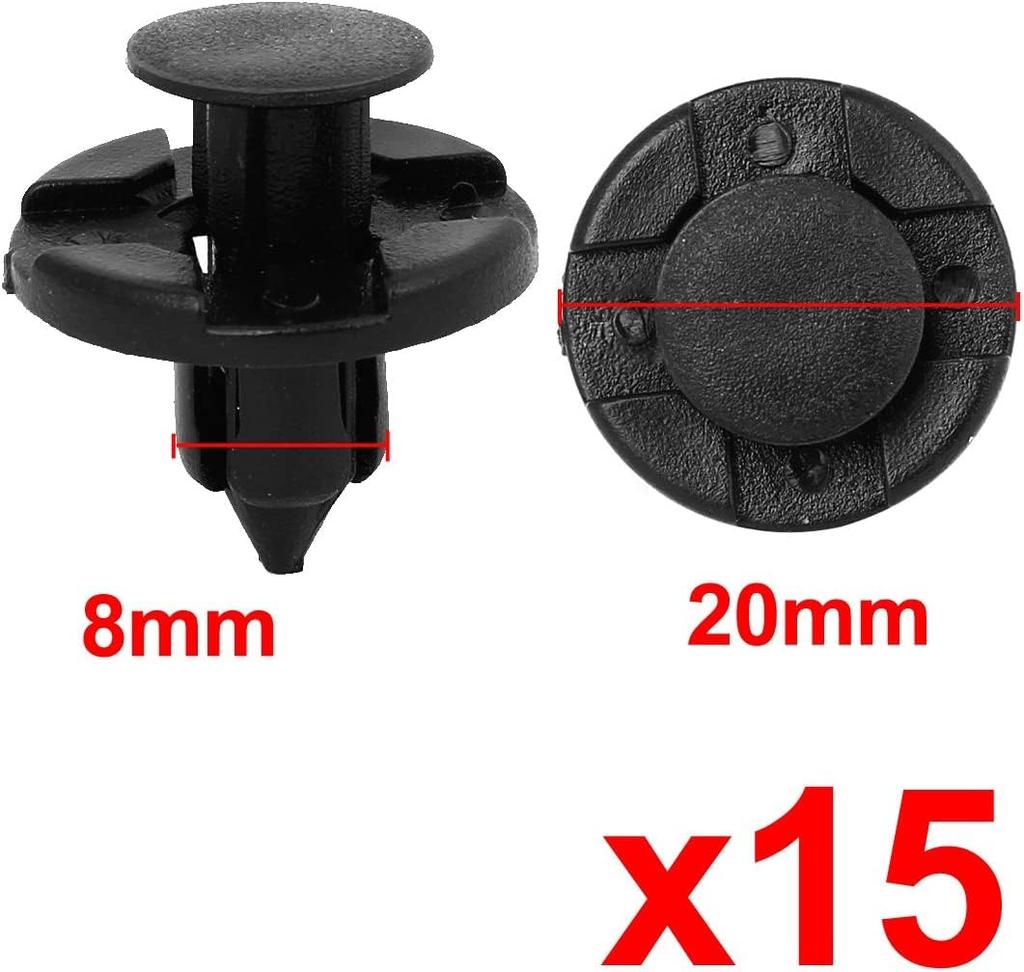 Emsoulnioi 15pcs Push Rivets Automotive Rivets 8mm Hole Fender Bumper Clip for Fastening Push