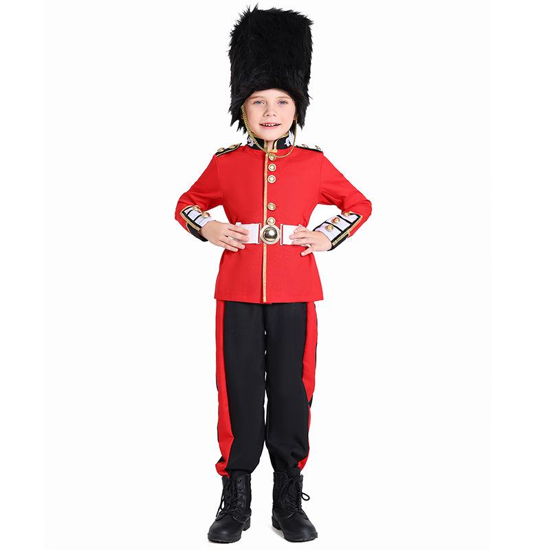 Kids Boys British Soldiers Royal Honor Guard Jacket Pants Hat Set Halloween Cosplay Costumes Role Play Outfit
