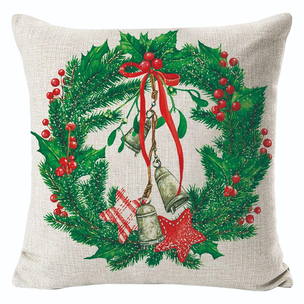 New Christmas Linen Pillow Cover Simple Sofa Pillow Home Printed Cushion Cover