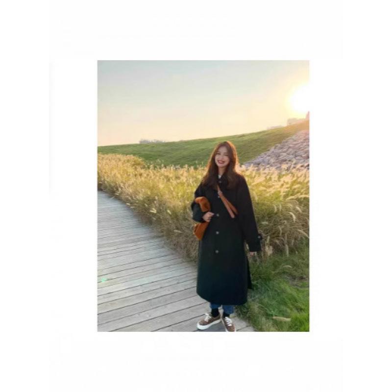 Jacket Women's Medium and Long Autumn and Winter Clothing New Popular Korean Version Loose Thickened Woolen Coat