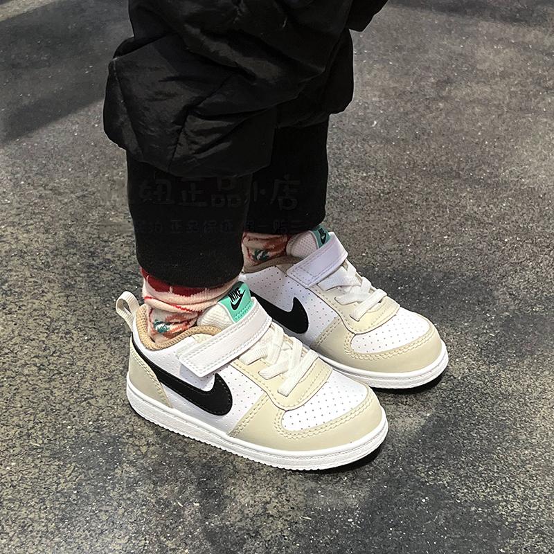 Nike Court Borough Comfortable Sports Durable Breathable Low-Top Sneakers Baby Sneakers Gray White DZ2788-101