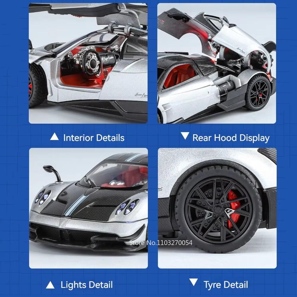 1:24 Pagani Huayra Bc Zonta Alloy Miniature Model Toys Diecast Car Doors Opened Sound Light Pull Back Vehices For Adult Boy Gift