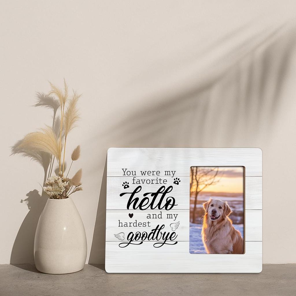 Pet Memorial Gifts for Dogs Remembrance Picture Frame, Loss of Dog Sympathy Gift, My Hardest Goodbye Frames Fits 4x6 Photo