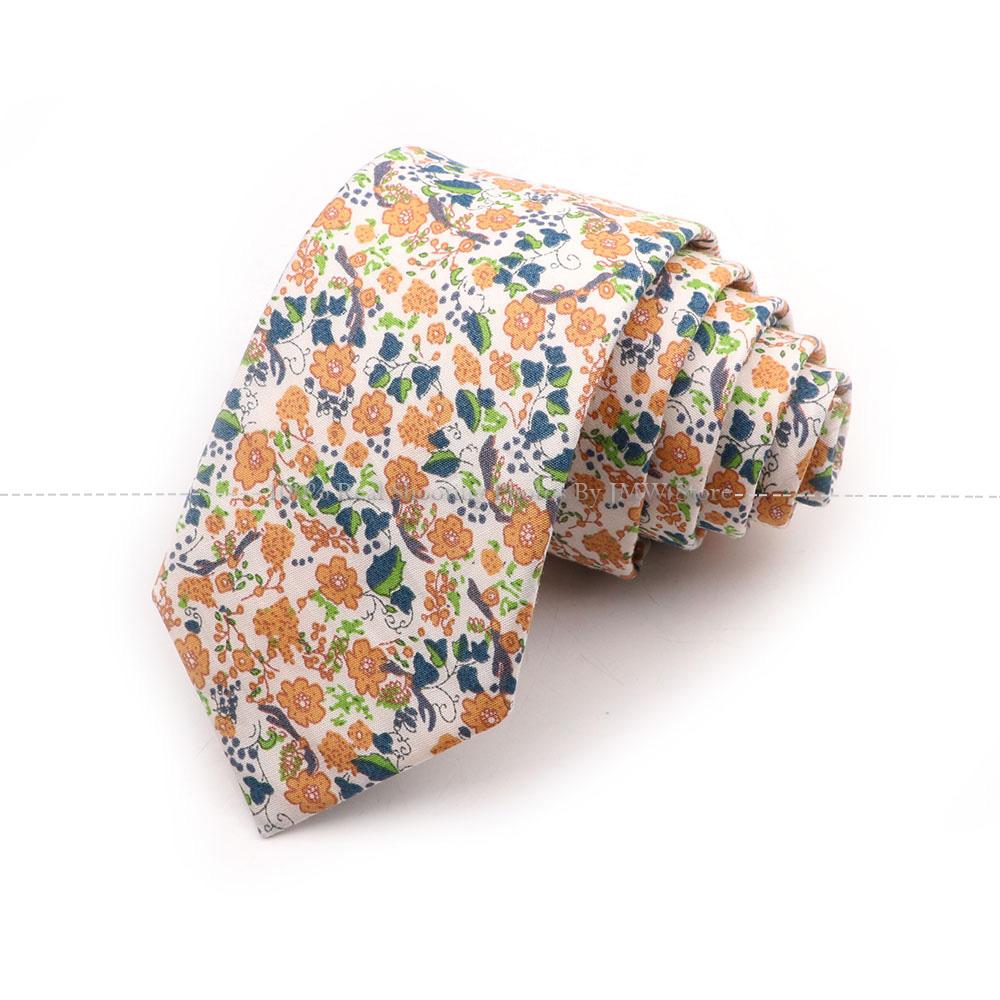 New Chic, Blumenkrawatte, 100 % Baumwollkrawatte, für Männer, helle Farbe, lässige schmale Krawatte, Hochzeitsfeier