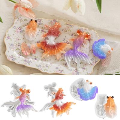 Goldfisch Epoxid Silikonform Koi Fischförmige Schlüsselanhängerformen Epoxidharzformen für Ornament- und Schmuckherstellung