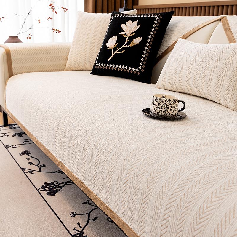 French Retro Fish Bone Pattern Sofa Cushion Cover Cloth Towel Universal Non-Slip In All Seasons  New Summer Mat Cushion