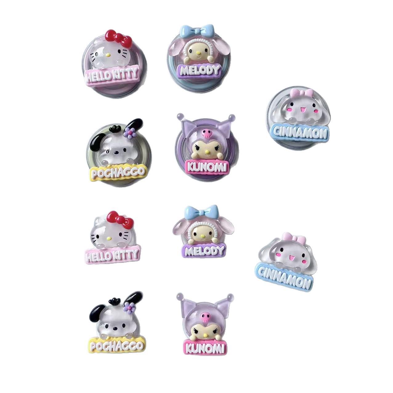 

Cartoon Cat & Dog Resin Phone Holder with Luminous Letters and Magnetic Airbag for Stability Transparent Holder - Luminous Pink Cat