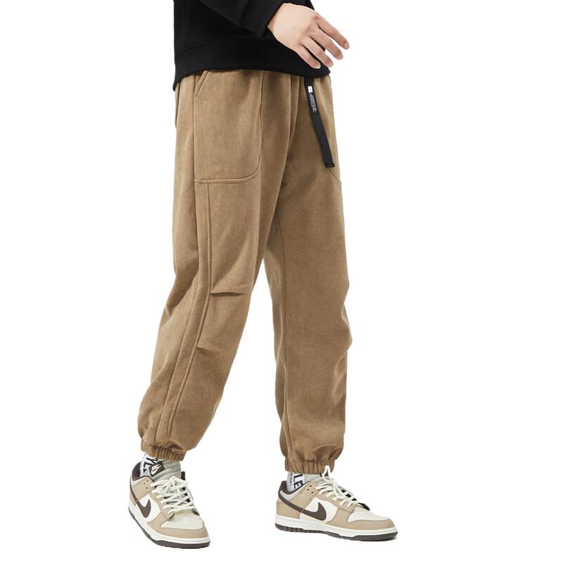 OVERPROTECTIONit Men's Fleece Lined Corduroy Drawstring Casual Pants