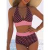 European and American Style Polka Dots Contrasting Colors Split Bikini Swimsuit Women Looking Thin High Waist Sexy Beach Vacation Swimsuit New