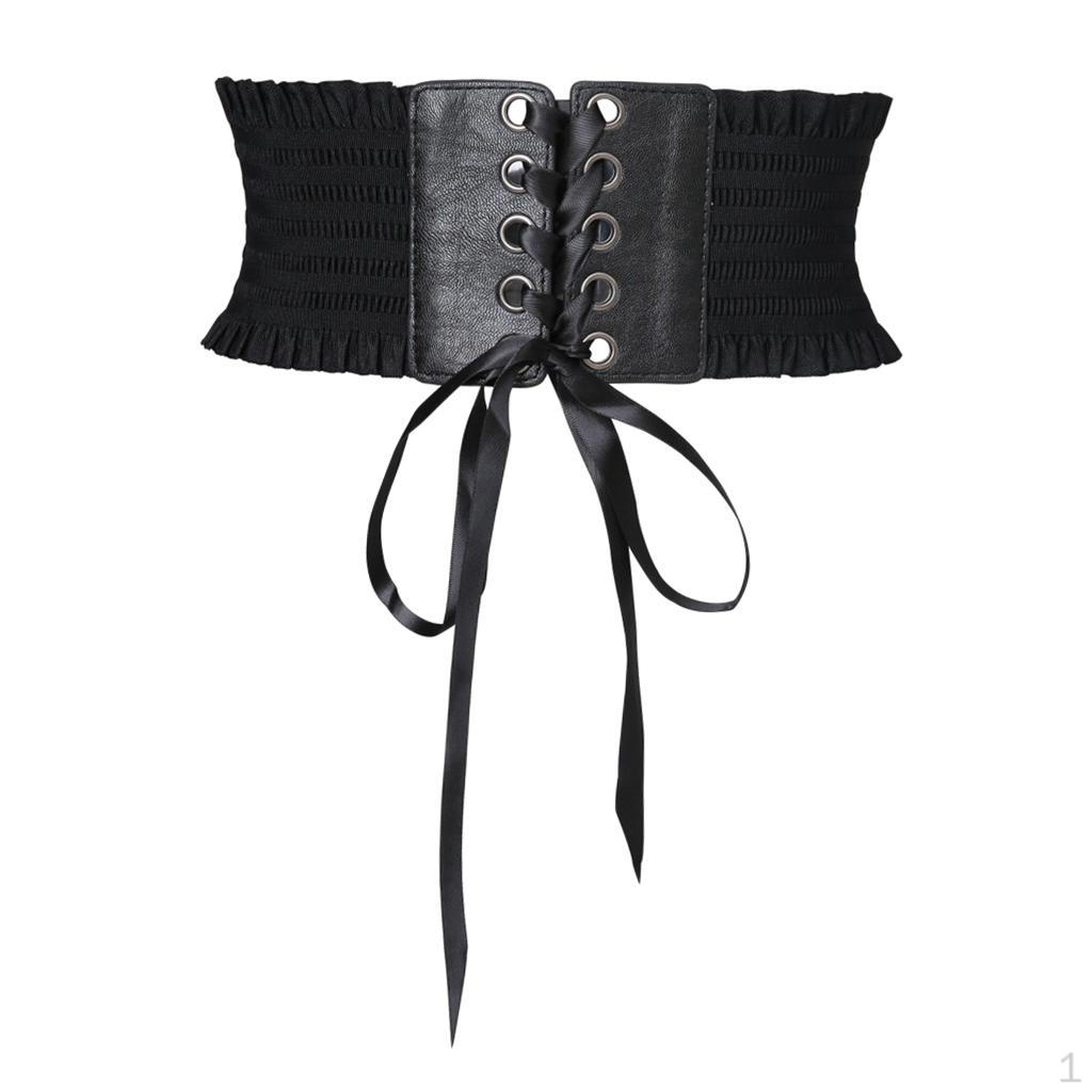 

Женский корсет с кружевным эластичным поясом и поясом на кнопках, черный, 60-80 см