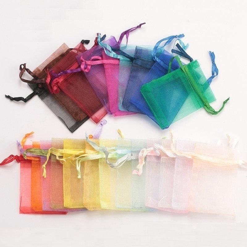 Wholesale 16 color 100pcs/lot 9*12cm organza Christmas wedding gift bags candy bag jewelry packing drawable organza bags&pouch
