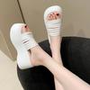 Fashion 7.5CM High quality Summer women's Thick soled white High-heel Sandals women's slope heel square toe slippers Women's Slippers