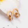 Trendy Fashion Shine AAA Zirconia Rose Gold Color 316L Stainless Steel Stud Earrings Brincos For Women Fashion Jewelry