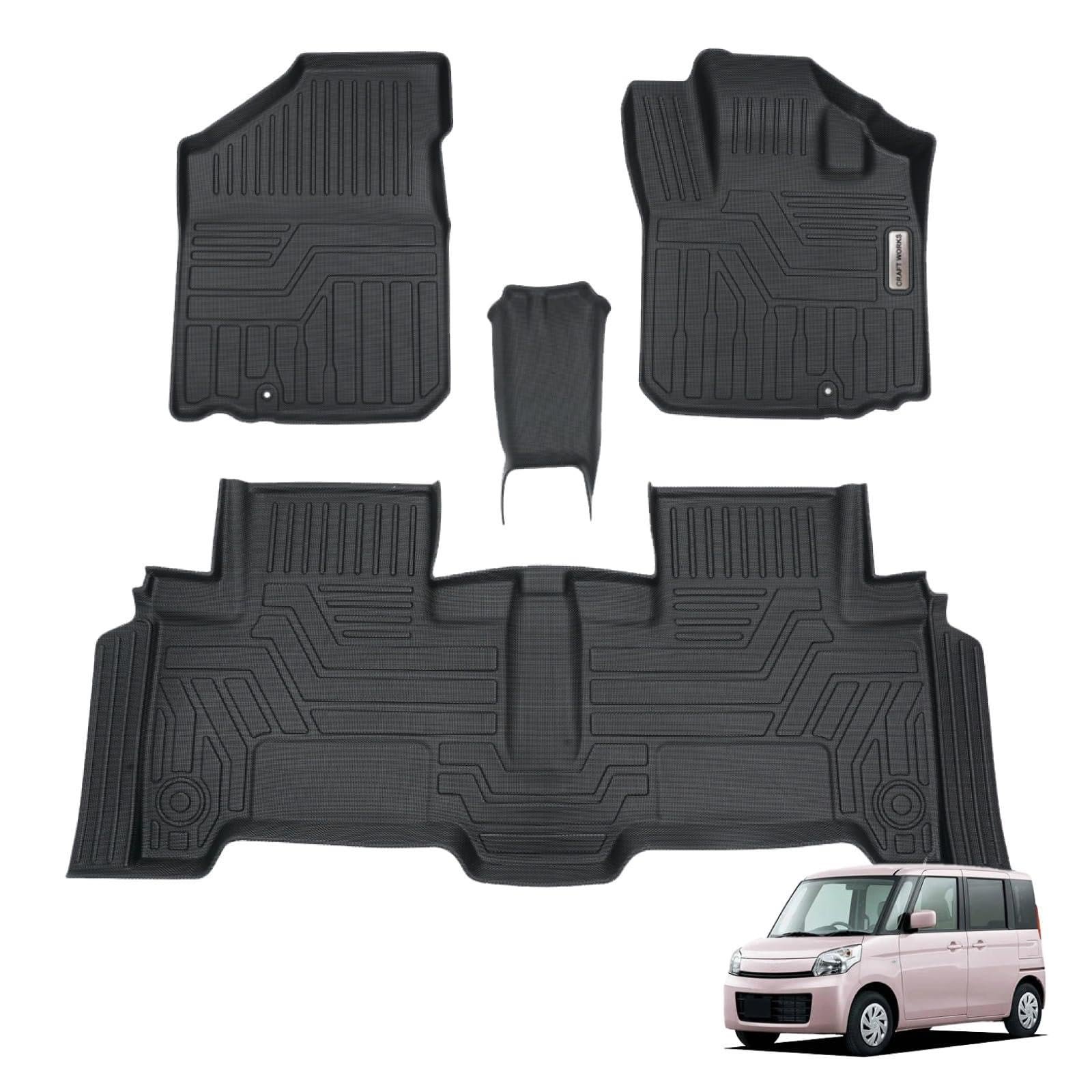 

CRAFT WORKS 3D Floor Mats for Spacia Gear Custom Hybrid Rubber Luggage Custom Flair Wagon MK42S/MM32S, Waterproof, Stain-Resistant Interior, чёрный