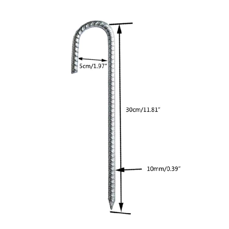 4 Pcs J Hook Ground Nails Thick Camping Tent Stake Peg Rustproof Durable