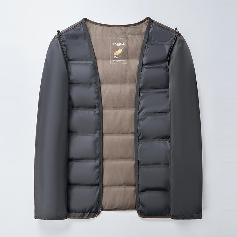 New winter cashmere coat for men, medium and long, removable down liner lapel top, middle-aged and elderly pure wool coat