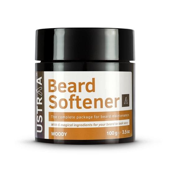 Ustraa Beard Softener Woody - 100g - Softens and Nourishes Your Beard Without Sulphates or Parabens, Long Lasting Moisturization