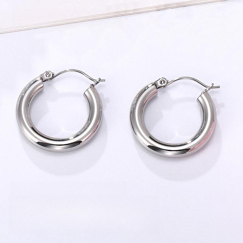 Classic Circle Earrings Niche Versatile Simple Earrings Titanium Steel Non-fading Jewelry Women