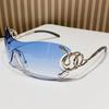 Spice Girl Wind Purple Pink Cobra Integrated Large Frame Sunglasses Design Sense Sweet And Spicy Face Small Street Shooting Sunglasses