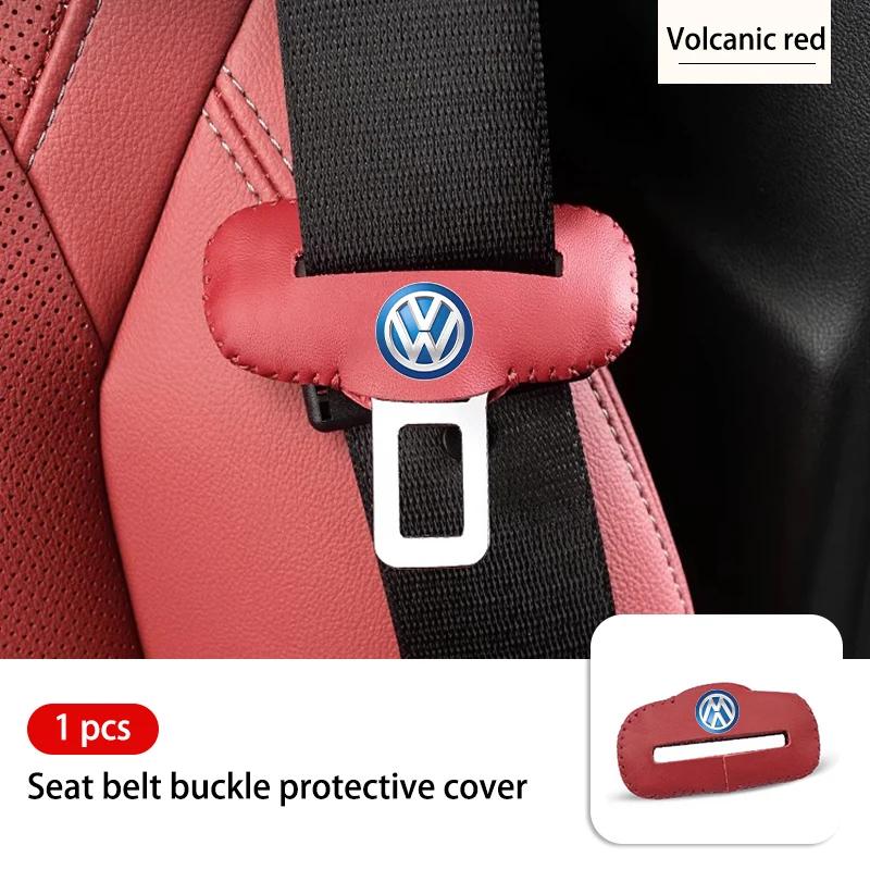 Hub Caps For Volkswagen VW Leather Car Seat Belt Buckle Clip Anti-Scratch Protector Polo Jetta Sagitar Magotan Passat B5 B6 B7 C