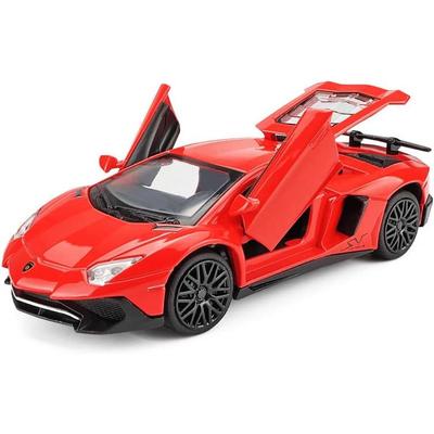 1/32 Maßstab Legierung Sammlerstück Rot Lambor LP750-4 Auto Spielzeug Pull Back Fahrzeuge Druckguss Autos Modell mit Licht & Sound