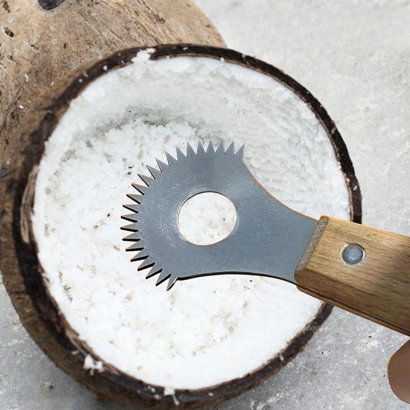 Coconut Planer,Wooden Handle Stainless Steel Coconut Puree Planer,Sharp, Durable, and Not Easily Deformed Coconut Puree Planer