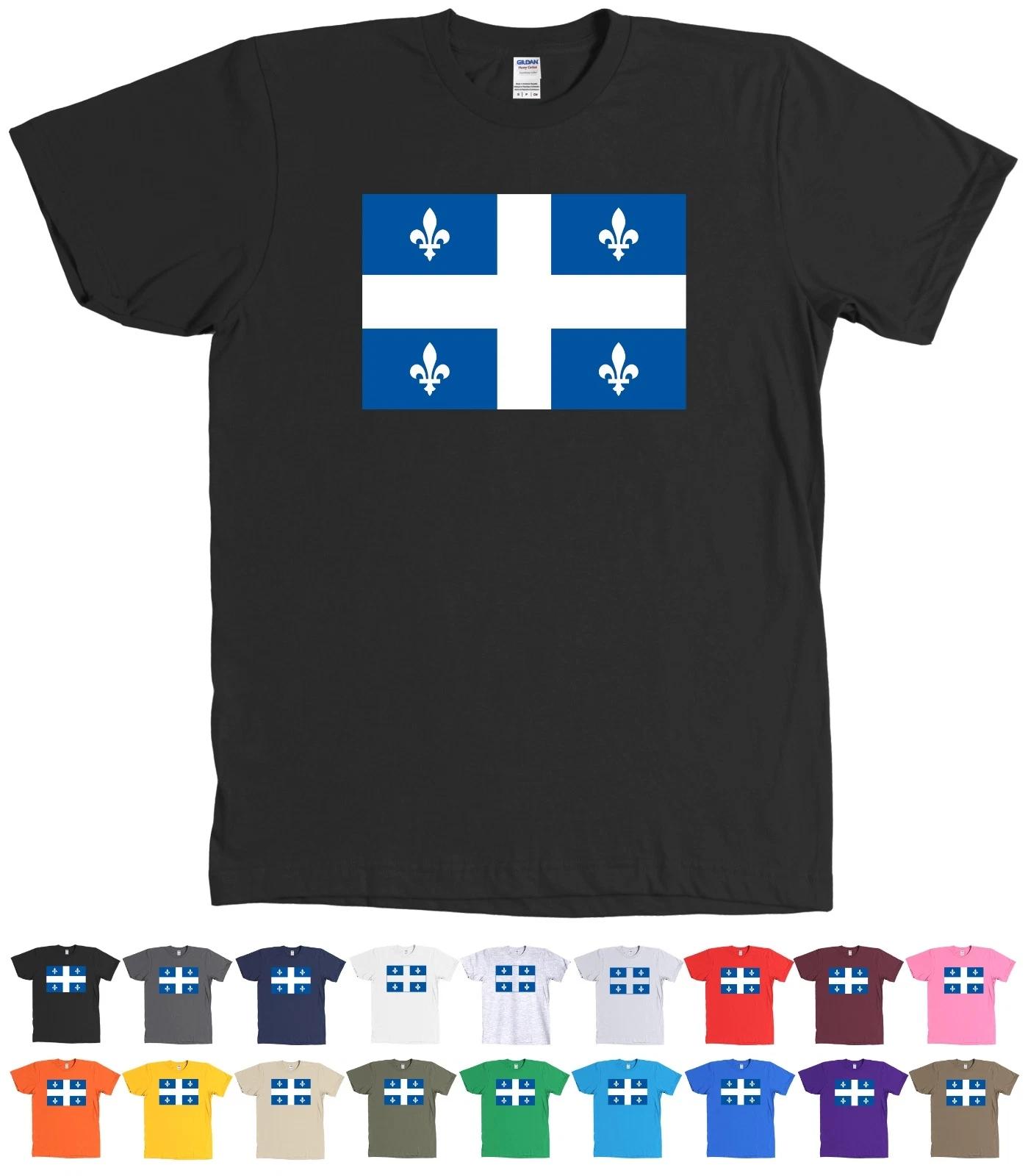 Québec Canada Flag T-Shirt Quebec Province Logo Chest Tee - MORE COLORS S