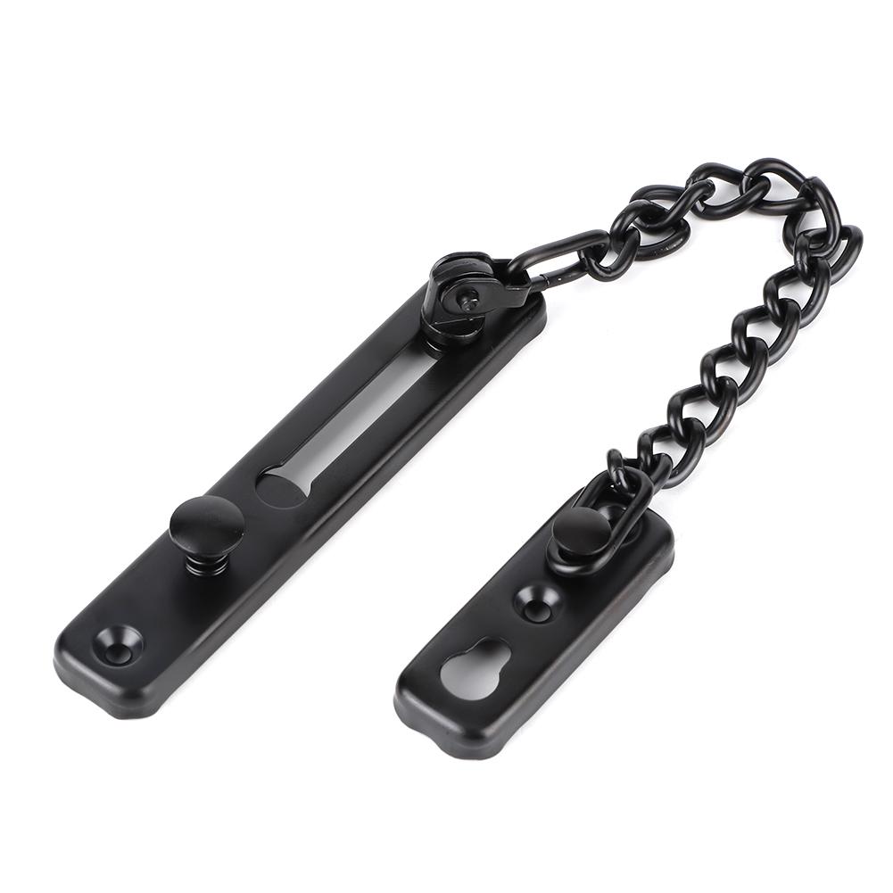Stainless Steel Durable Anti Theft Chain Lock Safety Security Guard Door Lock Latch Home Hotel(Black )