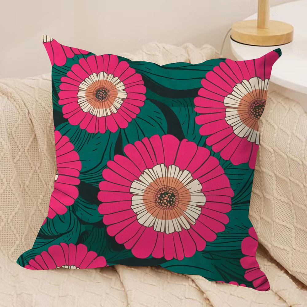 Chinese Flower Cushion Cover Soft Plush Fabric DoubleSided Printed Sofa Cushion Cover for All Seasons Home Decor Gift