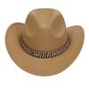 Women Men Western Cowboy Hat, Wide Curved Brim Felt Cowgirl Hat, Vintage Jazz Riding Hat, Removable Hat Belt, Head Circumference 56‑58cm