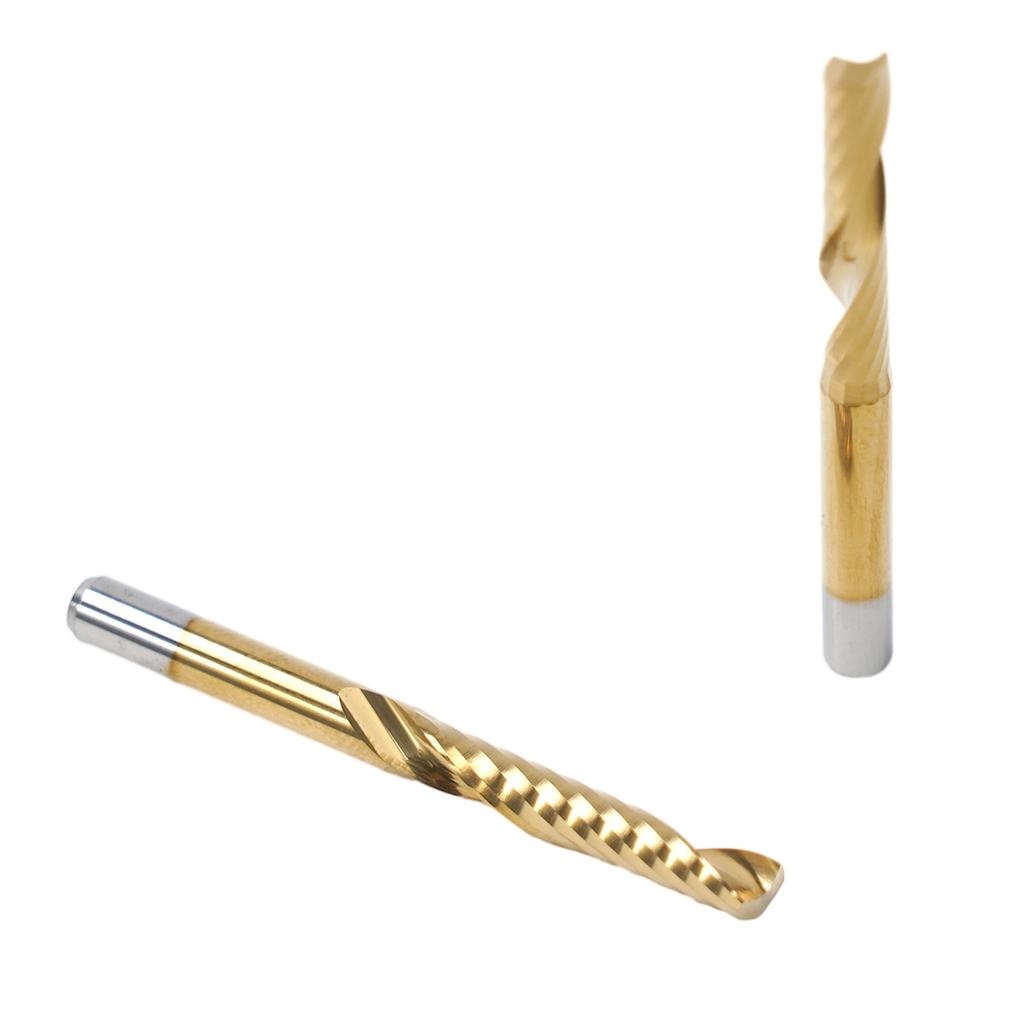 2Pcs Single Flute Spiral End Mill Carbide Router Bits for Aluminium Board 4*22mm