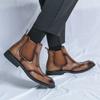 Brogue Design Mens Dress Shoes Solid Colors Mens Leather Boots High Quality Non-Slip Business Casual Mens Chelsea Boots