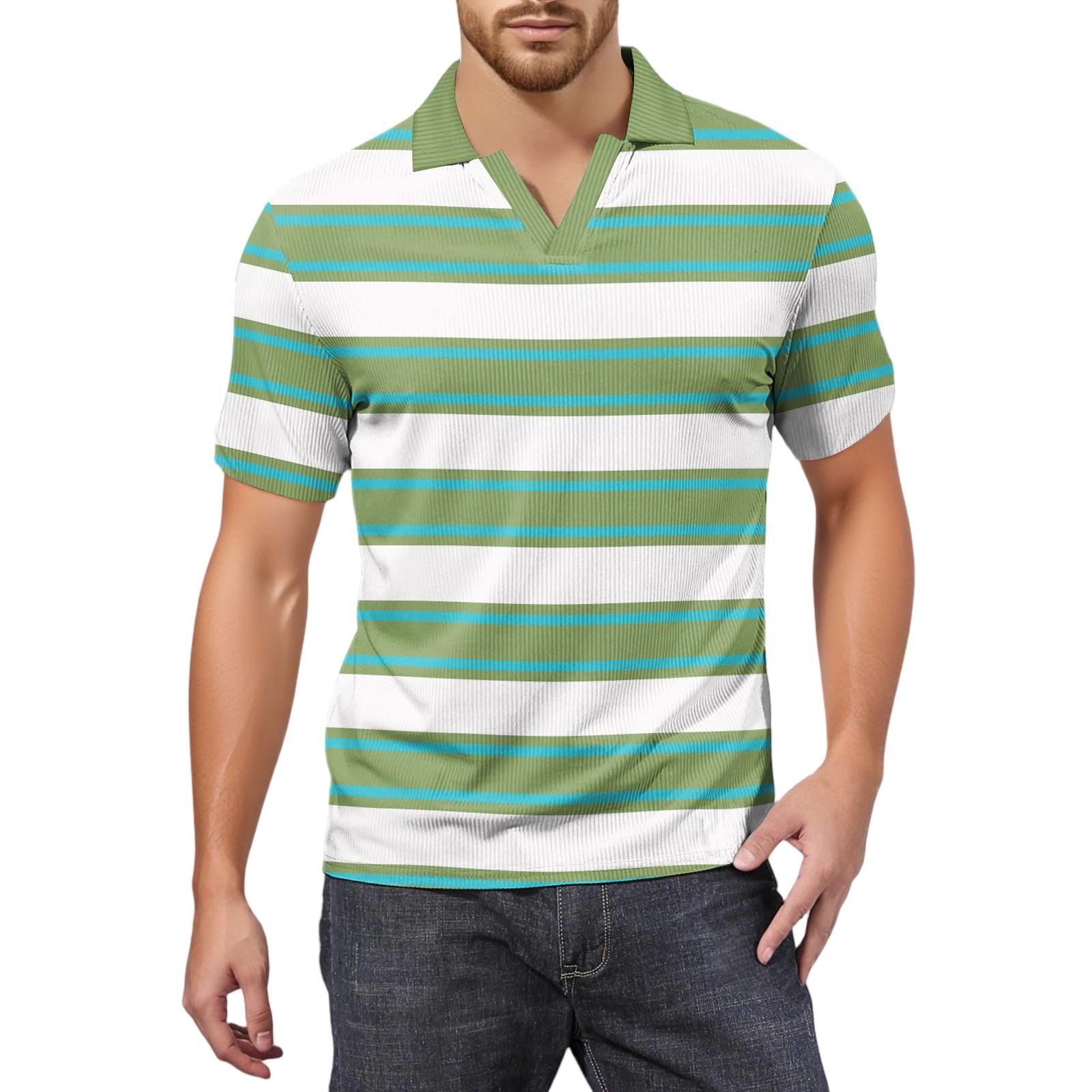 

Мужская модная футболка для гольфа с коротким рукавом и V-образным вырезом XL зелёный