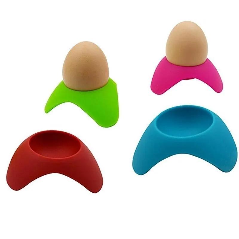 New Creative Silicone Eggs Cup Holder Food Grade Boiled Boiler Eggcup Storage Protect Kitchen Cooking Tool Gadgets Color Random
