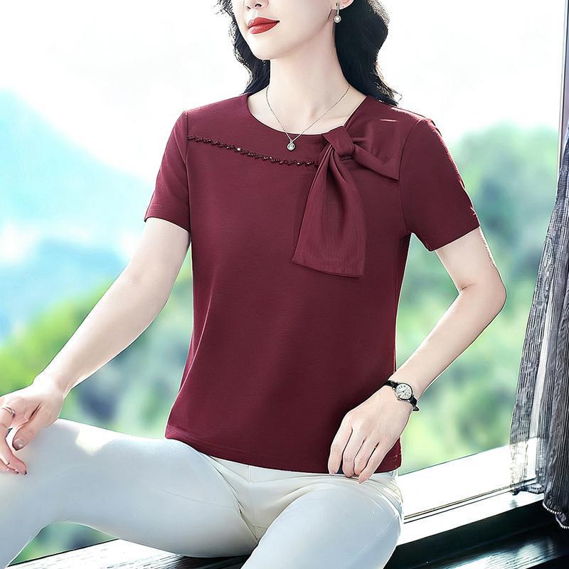 

2026 Women s Short Sleeve Plain Polo Shirt - Slimming, Versatile, Loose Fit with Lapel 2XL (120-130 lbs) красный