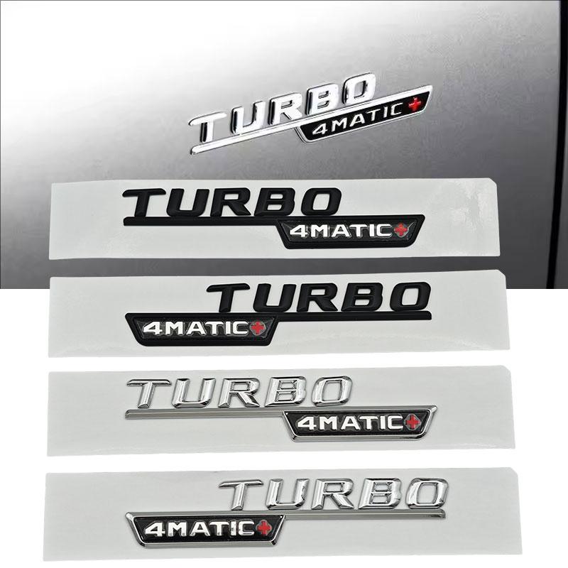 2pcs 3D ABS letters TURBO 4MATIC Plus Logo car bumper sticker side emblem badge for C117 W117 GLE53 GLA45 A45 A35 CLA35 CLA45